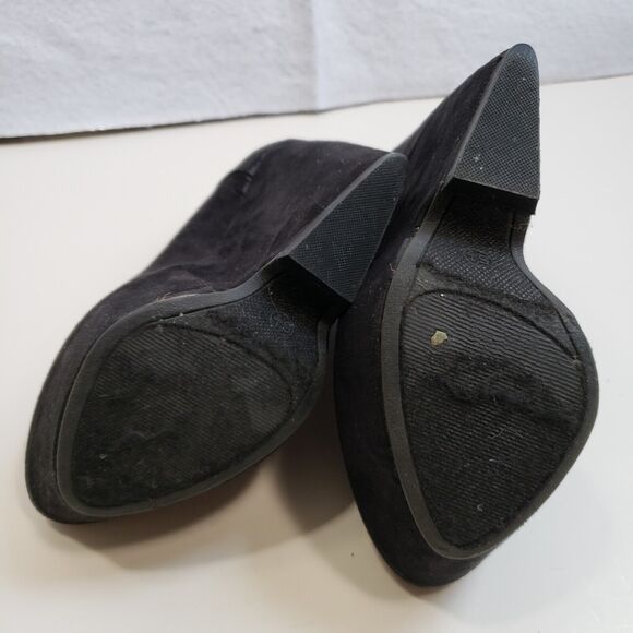 Breckelle's Shoes Women 5.5 Black Suede Wedge Ankle Platform T-Strap 5.5" Heel - Picture 8 of 12